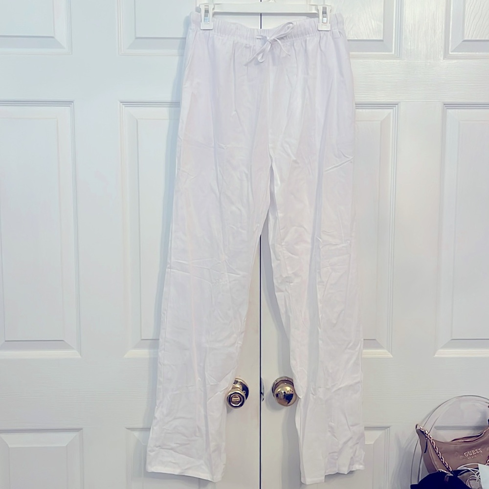 White linen style beach pants